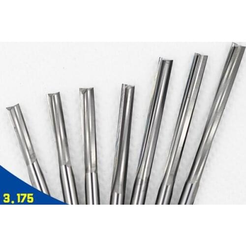 5pcs 3.175*3.175*22mm Two Straight Flute Milling Cutter, CNC Wood Router Bits Sets, Carbide End Mill, two straight flute bits
