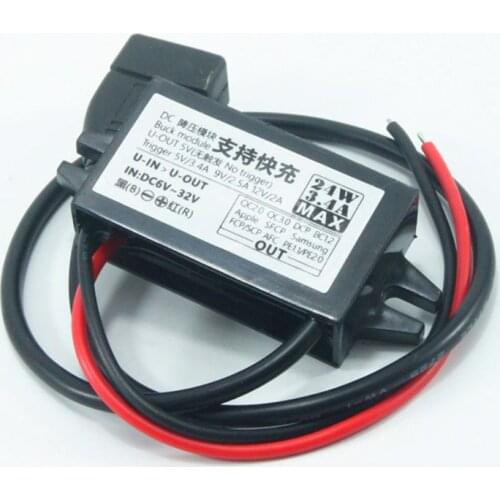 DC-DC Converter Module input 6V~32V to 5V~12V 24W(Max)USB Step Down Power Output Adapter Car Potting Waterproof Power