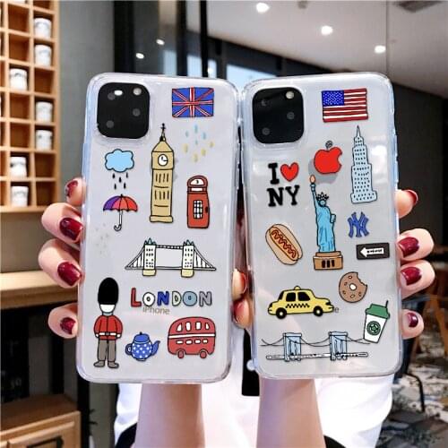Ins Hotest Country Janpan / US / UK Phone Case for iPhone 12 Mini 11 Pro Max X XR XS 7 8 Plus 6 6S Soft Transparent Cover