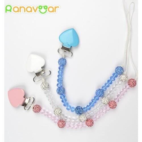 Crystal Baby Pacifier Clips Soother Holder Anti Folder Pacifier Clip Chain Dummy Nipple Holder Baby Pram Hook Hanging Strap