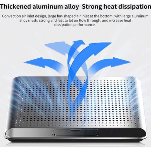 Gaming Laptop Cooler Silent Fan Metal Laptop Cooling Pads Two USB Port Portable Adjustable Notebook Stand For 12-16 Inch Laptop