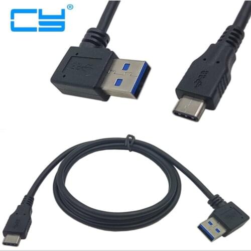 90 degree Right Angle USB 3.0 Type-A Male to USB3.1 Type-C Male USB Data Sync & Charge Cable Connector 1m 100cm