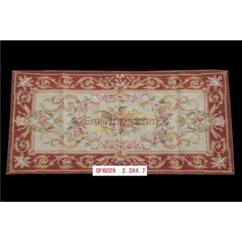 Handmade Classic Knitting antique Aubusson Carpet Antique French Wool 19th Century Aubusson Carpet