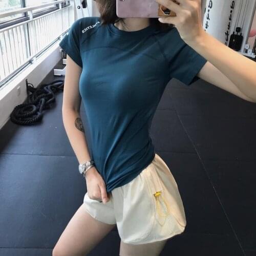 Yoga Crop Top Quick T-shirt Womens Tight Elastic Fitness Summer Running Short Sleeve Net Red Suit Thin Mujer Camisetas