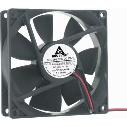 100 PCS/LOT Gdstime 48V 2 Pin CPU Cooler 92mm 92x92x25mm Dual Ball Bearing DC Cooling Fan 9cm 9225