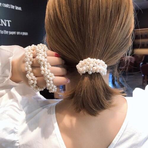 Hot Selling Fashion Hair Band Pearl Hair Rope Hair Rings Korean Style Bracelet Hair Rings Girl Women Hair Accessories Women Gift