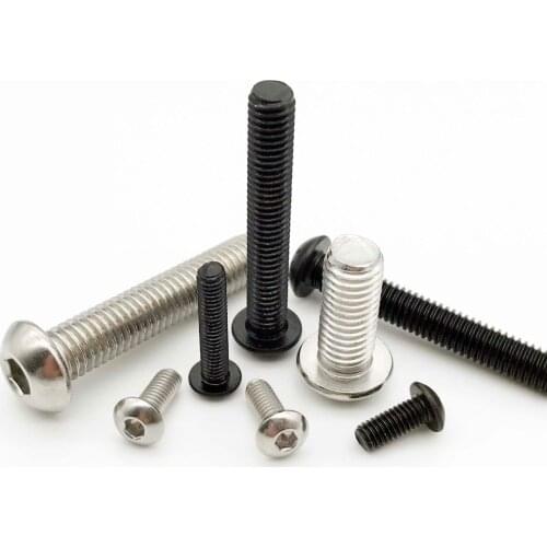 10/50pc M3 M4 M5 M6 M8 A2 304 Stainless Steel grade 10.9 steel ISO7380 Hex Hexagon Socket Allen Button Head Screw Bolt L=6-100mm