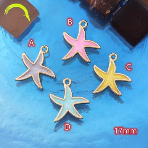 Starfish Metal Charms Pendants 10pcs Colorful Enamel Charm for girls earrings making gold Metal Star Jewelry Findings
