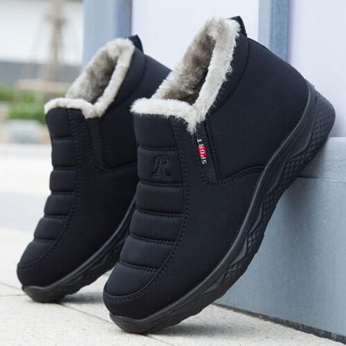 Men Shoes 2021 New Keep Warm Winter Boots Slip on Waterproof PU Plush Ankle Botas Men Boots Outdoor Sneakers Zapatos De Hombre