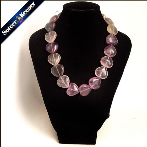 Natural Stone Rainbow Fluorite Crystal Heart-shaped Loose Beads Strand 15" ( 21 PCS ) For Jewelry Making Diy Bracelet Necklace