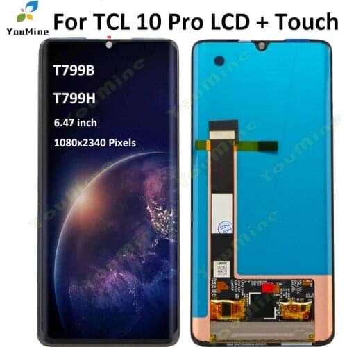 Original AMOLED 6.47'' For TCL 10 Pro LCD T799B T799H Display Touch Panel Screen Digitizer Assembly For TCL 10Pro LCD