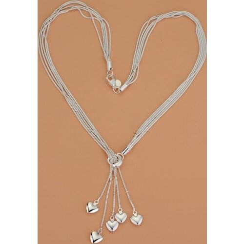 Hot Popular brands charm five heart 925 Sterling Silver Necklace for women fine Jewelry Wild fashion wedding party Holiday gifts