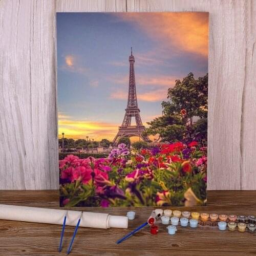 Landscape Paris Tower DIY Paint By Numbers Set Oil Paints 50*70 Painting On Canvas Wall Decoration For Children Handiwork