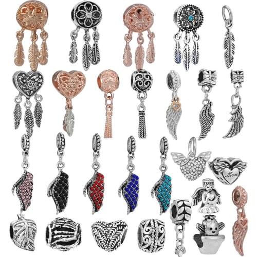 2Pcs/Lot Silver Color Dreamcatcher Pendant Beads Charm Fit DIY Bracelets Necklaces For Women Men Jewelry Accessories 2021 Trend
