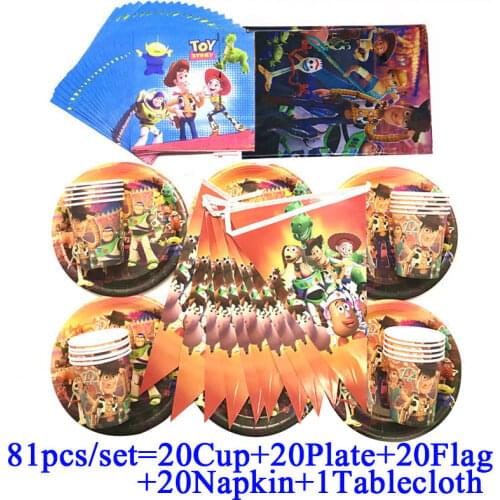 Toy Story Birthday Party Decoration Kids Boy Plate Cup Straw Tablecloth Toy Story 4 Buzz Light Year Party Supplies Tableware Set