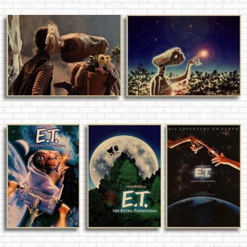 WTQ Retro Poster E.T. The Extra-Terrestrial Classic Movie Canvas Painting Bar Cafe Wall Decor Wall Art Picture Room Home Decor