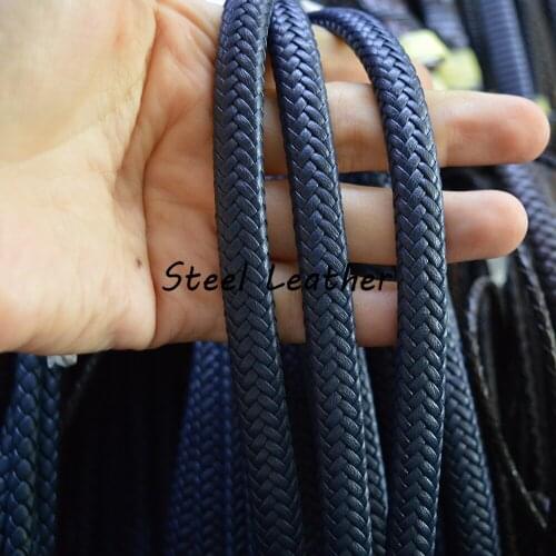 5m/lot Approx 10*6mm navy Leather Cord Thread String for DIY Men Women Bracelet & Necklace Findings braided wide leather cords