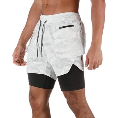 Gyms Camouflage Shorts Men Jogger Workout Male Running Sport Short Pants Male Summer Built-in pocket Quick dry 2 in 1 Shorts