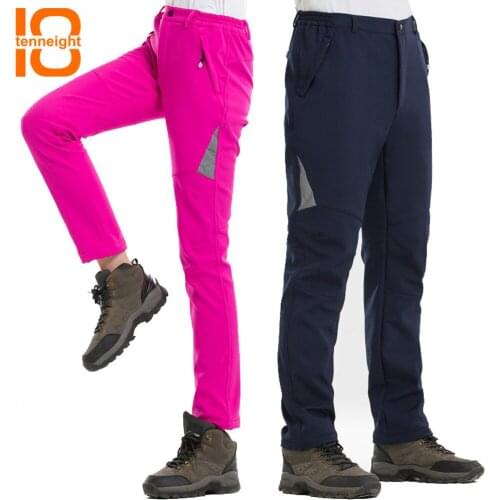 TENNEIGHT Women men Winter Fishing Waterproof Camping Trekking Warm Fleece Pants Outdoor Hiking Pants Climbing skiing Trouser