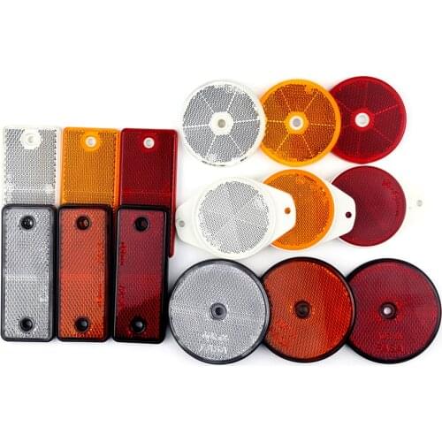 AOHEWEI 1x Rear Reflector Round Rectangular Screw Fix Safety Reflective Strips on Trailer Car Truck Caravan Carriers Fence