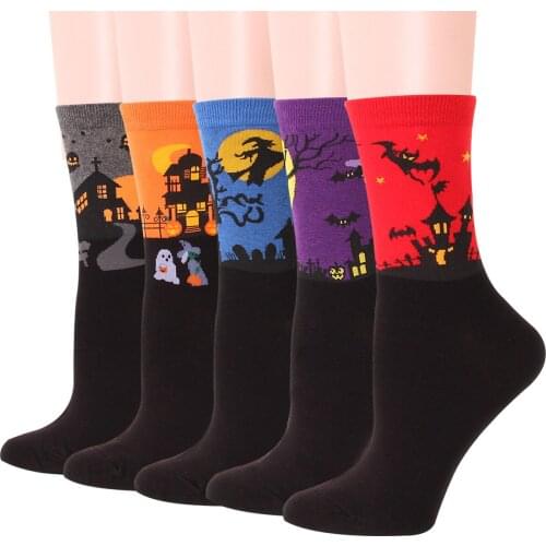 Women Cotton Socks Cute Fashion Halloween Horror Cosplay Casual Ankle Socks Pumpkin head Warm Halloween socks Gift for Girl Sox