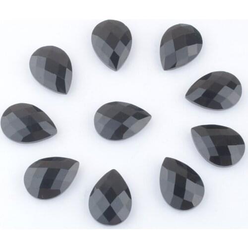 20Pcs/Lot Natural Faceted Stone Black Agates 13x18mm Teardrop Cabochon No Hole Beads Fit DIY Handicrafts Jewelry Bracelet QU3372
