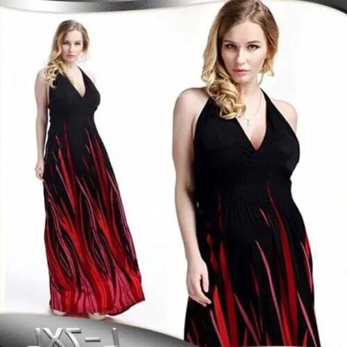 2021 Foreign Trade Original Single Spring And Autumn New Bohemian Ice Silk V-Neck Large Sexy Maxi Dress Vestido Vfemage Oodji