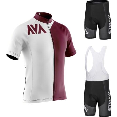 2021 STRAVA pro team Cycling Jersey Men Set Bib Shorts Set Summer Mountain Bike Bicycle Suit Bicycle Racing Uniform Clothes