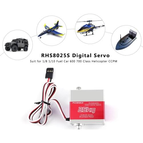 25KG RHS8025S Digital Waterproof Servo High Torque Metal Gear for 1/8 1/10 RC Fuel Car RC Robot 600 700 Class Helicopter CCPM