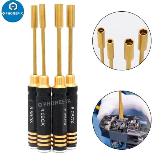 RC Tools 4Pcs Hex Screw Driver Set Hexagonal Head Driver Socket 4.0/5.5/7.0/8.0mm Screwdriver for PC Car FPV Racing Drone Plane