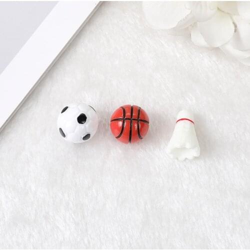 5pcs /lot 3D Mini Basketball Football and badminton Resin Charm Ornament Diy making Embellishment Crafts