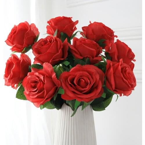 5Pcs artificial roses silk wedding flowers Red white roses for home decoration Valentines Day Gift New years Home decor diy