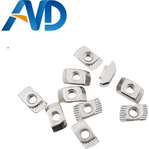 50PCS M3 M4 M5 Hammer Nut Aluminum Connector T Fastener Sliding Nut Nickel Plated Carbon Steel for 2020 Aluminum Profile