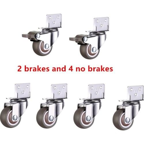 6pcs Furniture Casters Wheels Soft Rubber Swivel Caster Quite Roller wheels for trolley Baby Crib Bed Wheels Household Accessory