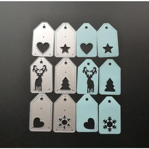 6pcs Metal christmas tags Cutting Dies Stencils for DIY Scrapbooking photo album Decorative Embossing DIY Paper Cards