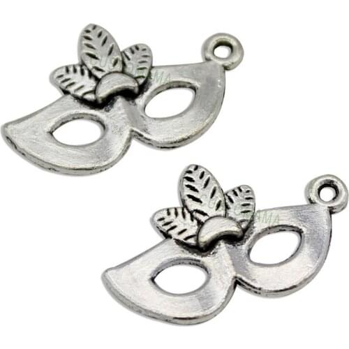 80pcs-Antique Tibetan Silver Mask Charms Pendant,Jewelry accessories 26x16mm