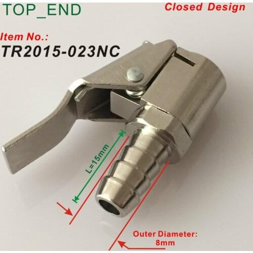8x15mm,Closed End Design,Nickle Plated Brass,Euro Style Air Chuck,5/16" Hose Barb,Fit 1/4"NPT,Tire/Tyre Repair Inflator Gauge