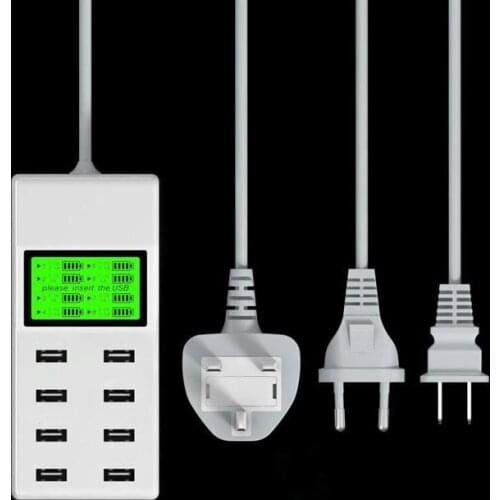 Power Adapter EU UK US Plug 4.5M Extension Cable Socket Fast Charging 8 USB Ports Display Travel Power Adapter Charger
