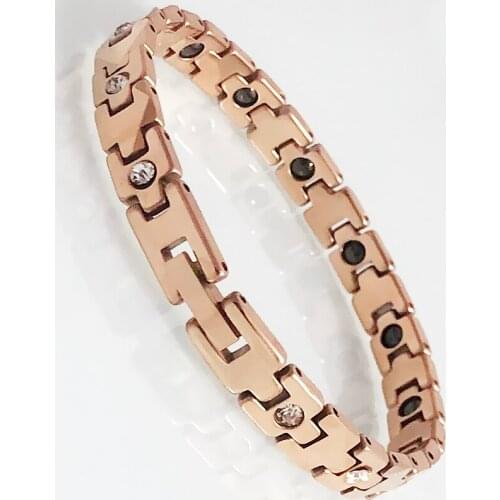 Women Rose Gold Color Tungsten Steel Bracelet Germanium Carbide Energy Health Magnetic Golden Wristband Crystals Female Jewelry