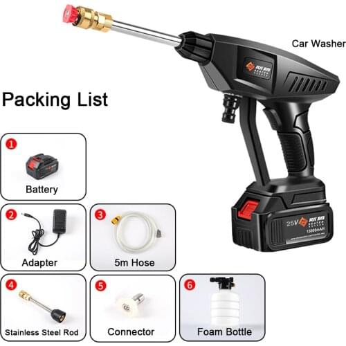 Household Cordless 30Bar High Pressure Car Wash Tool Portable Vehicle Cleaning Machine Automobile Washer with Foam Generator