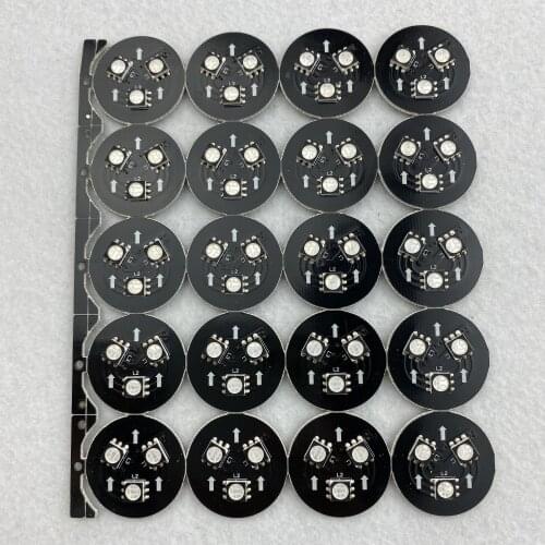 DC12V WS2818(with backup data) LED pixe PCBA;3pcs 5050 SMD RGB LED,0.72W;26mm diameter;black PCB