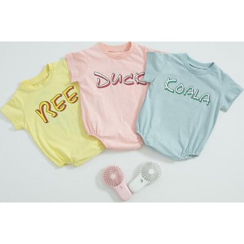 Cartoon duck/koala/bee printing infant boys romper summer cotton short sleeve kids bodysuit toddler jumpsuit for girls onesie