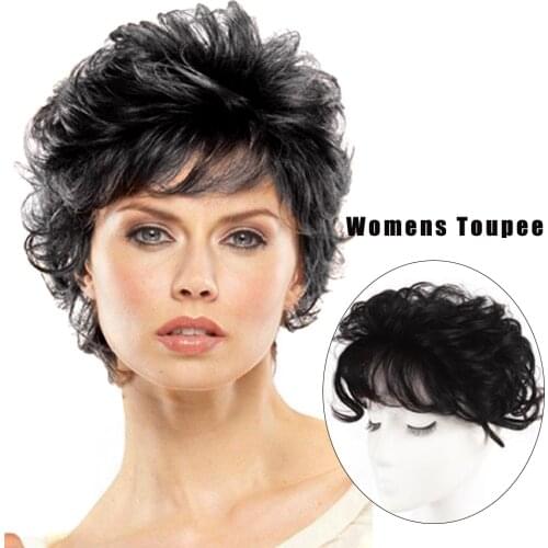 LUPU Short Wave Human Hair Topper With Bangs Clip In Hair Extensions Black Brown Natural Fake Hair Pieces For Women