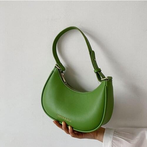 Simple Texture Underarm Small Handbags for Women Totes 2021 New Fashion Pu Leather Shoulder Bags Solid Color Crescent Tote Bag