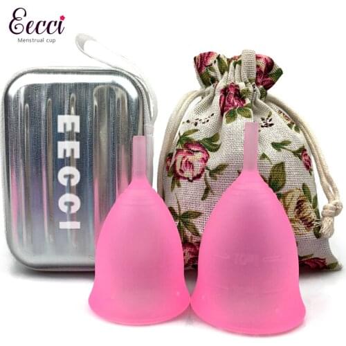 Menstrual Cup with 1 case 1 bag - 2 Size- Soft Flexible, Medical-Grade Silicone Reusable Period Cope 2pcs Tampon Pad Alternative