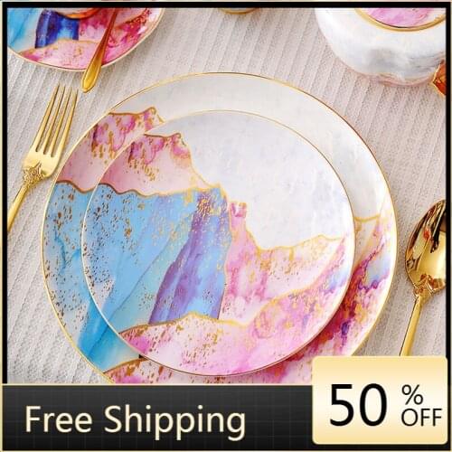 Cutlery Dining Set Portable Dinner Set Plates And Dishes Luxury Plates Set Ceramic Japanese Plate Vaisselle Cuisine Plates Set