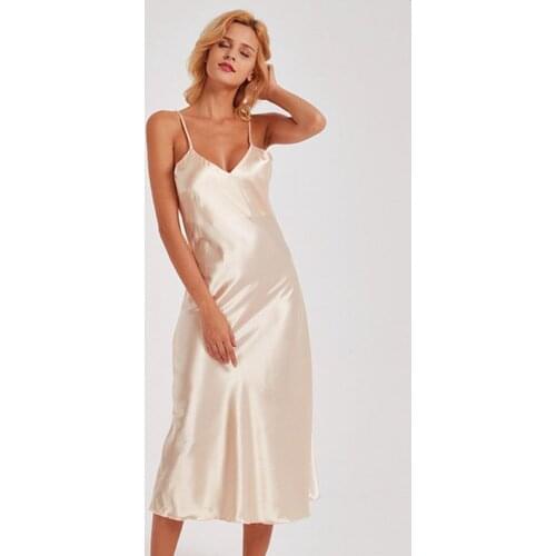 Sling nightdress lace artificial silk womens sense V-neck long ночная сорочка fashion home service night dress women