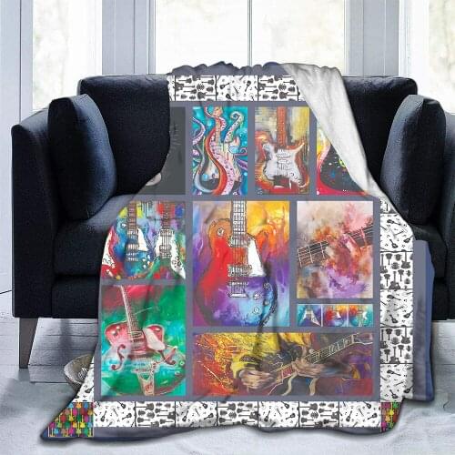 Musical Instrument Themed Blanket All Season Warm Lightweight Blanket Couch Sofa Chair Bed Flannel Throw Soft Polyester Blanket