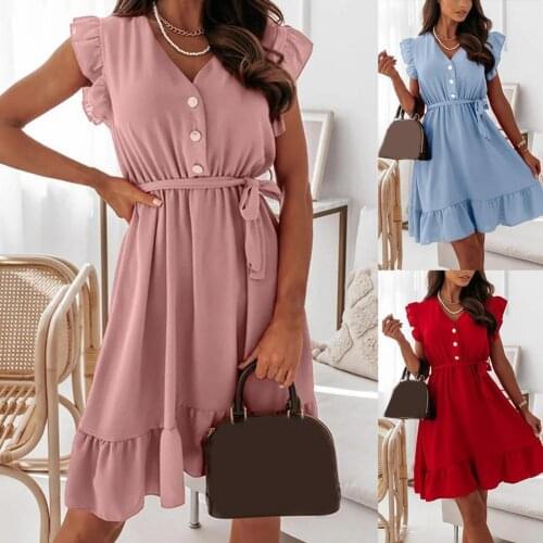 Summer Dress Women Elegant Party Dress Women Dress Drawstring Design All-match Stretchy Mini Summer Knee Dress for Daily Life