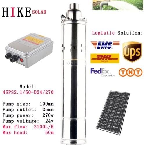 Hike solar equipment 24V DC 4" pump Solar power bore water pump system home farm agriculture irrigation 4SPS2.1/50-D24/270